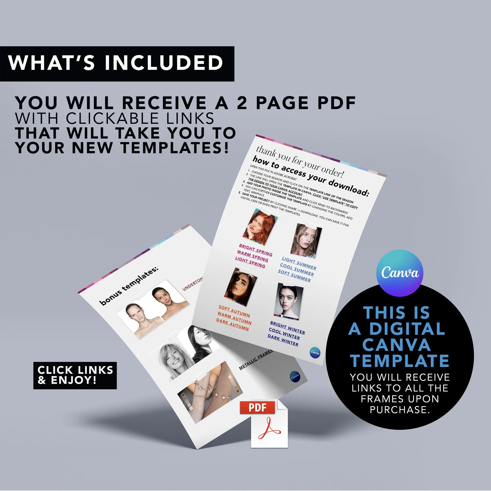 Color Analysis Face Frames Templates for Canva